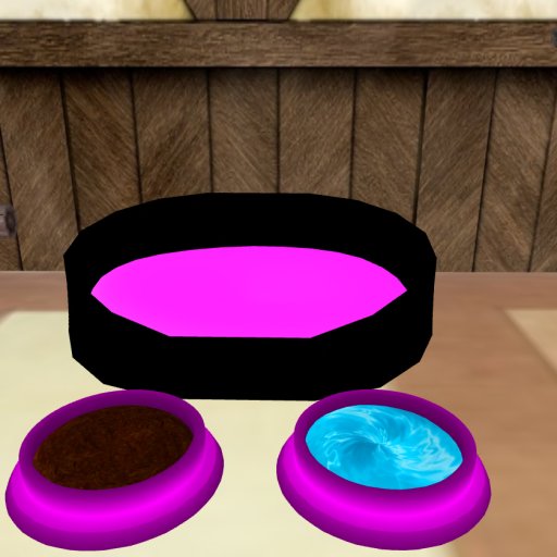 Second Life Marketplace Pink Dog Bed and Bowls